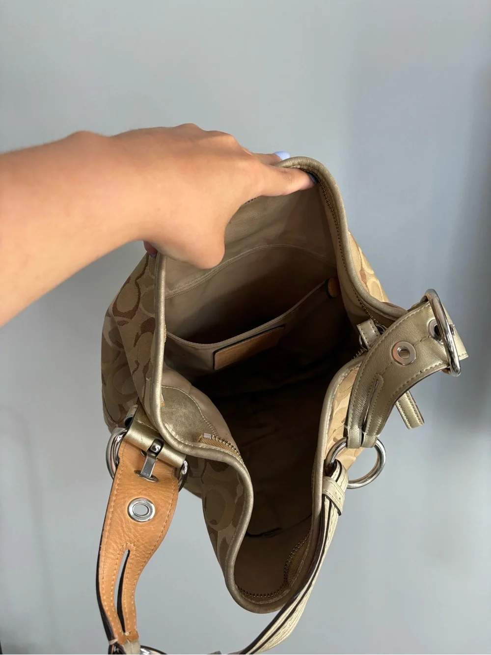 Vintage Y2K Coach SoHo Tan Signature Canvas Hobo Bag